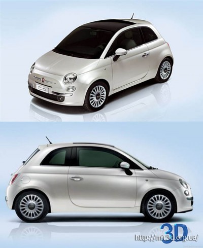 Fiat 500 3D Max модель бесплатно