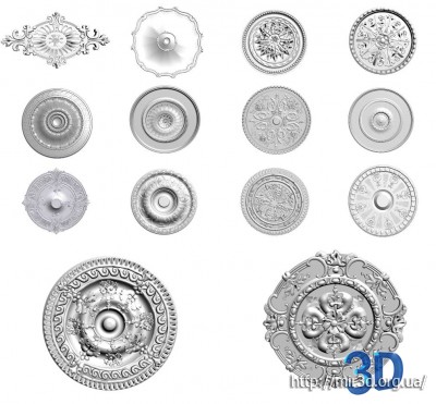 3D Модели. ЛЕПНИНА. Потолочные розетки.